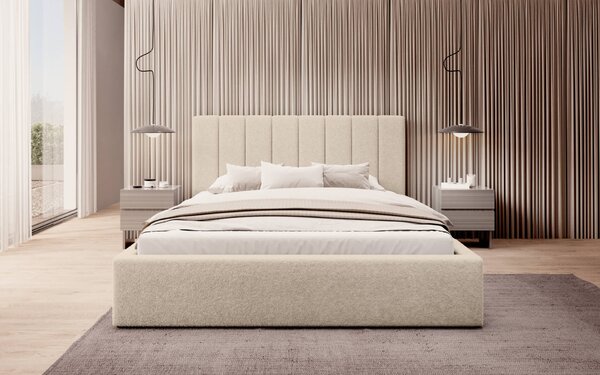 MebleMWM Łóżko tapicerowane z pojemnikiem SFG0116B P| 120x200 | Boucle | Beż