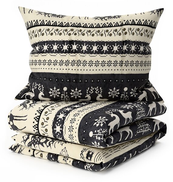 Pościel z mikropluszu WINTER DEER szare Rozmiar pościeli: 2 szt 70 x 90 cm | 200 x 220 cm