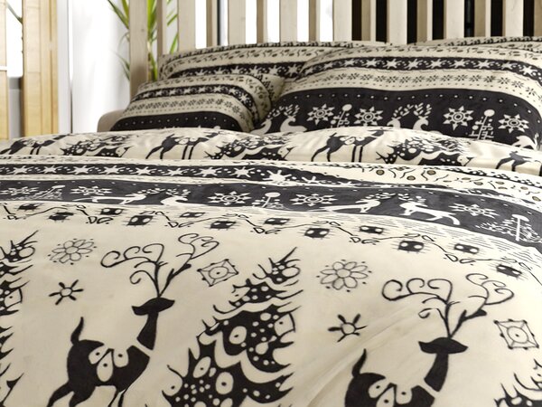 Pościel z mikropluszu WINTER DEER szare Rozmiar pościeli: 2 szt 70 x 90 cm | 200 x 220 cm