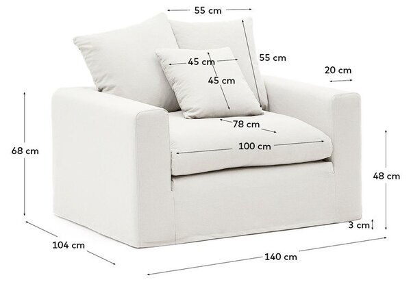 Biały lniany fotel Nora – Kave Home