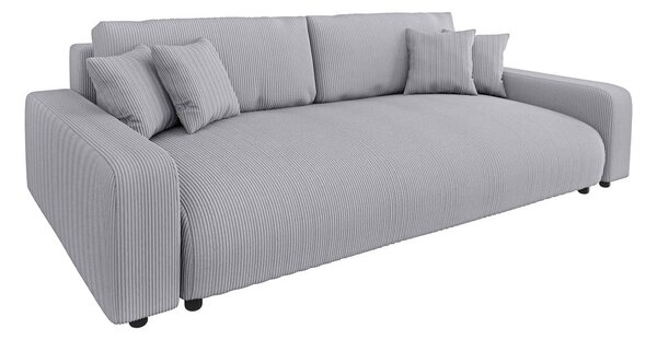 Jasnoszara sztruksowa rozkładana sofa ze schowkiem 234 cm Sara – Ropez