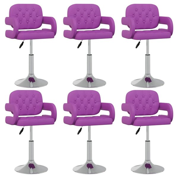 Obrotowe krzesła stołowe, 6 szt., fioletowe, sztuczna skóra