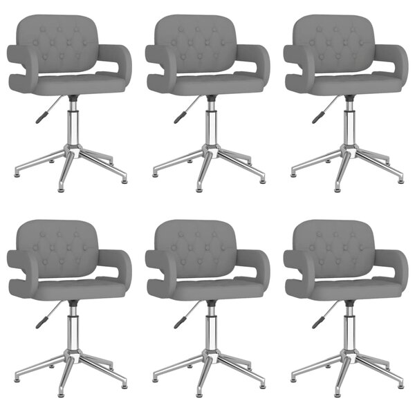 Obrotowe krzesła stołowe, 6 szt., szare, obite sztuczną skórą