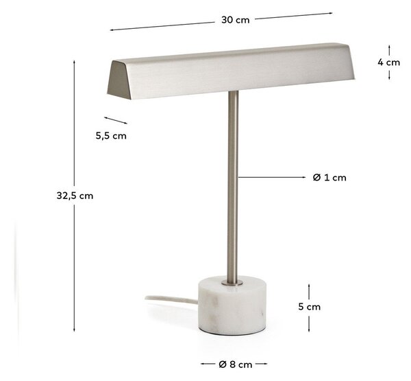 Metalowa lampa stołowa w kolorze srebra (wysokość 32,5 cm) Lynor – Kave Home