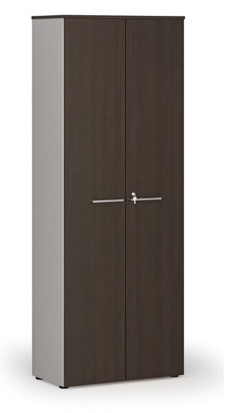 Szafa biurowa z drzwiami PRIMO GRAY, 800 x 420 x 2128 mm, szary/wenge
