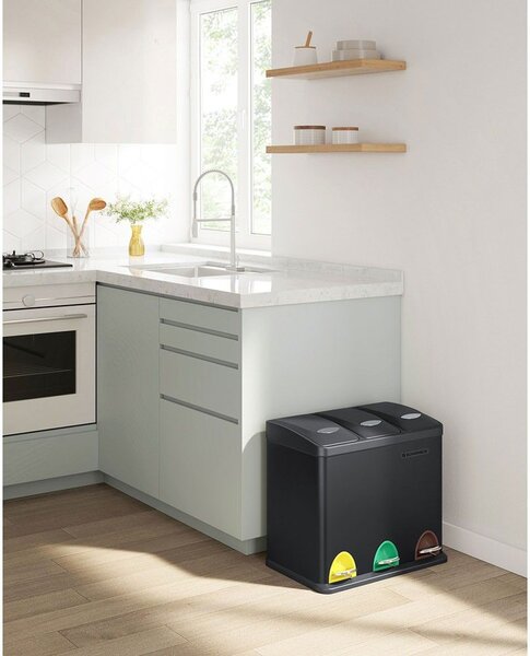 Kosz do segregacji odpadów SORT, 24l (3x8l), czarny SongmicsHome