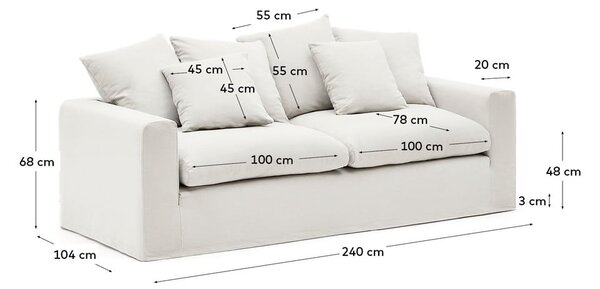 Biała lniana sofa 240 cm Nora – Kave Home