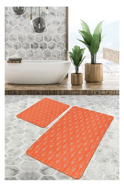 Aksamitne dywaniki łazienkowe w kolorze terakoty zestaw 2 szt. 60x100 cm – Mila Home