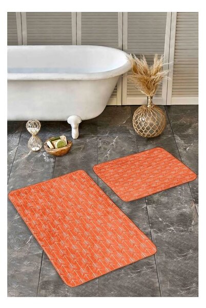 Aksamitne dywaniki łazienkowe w kolorze terakoty zestaw 2 szt. 60x100 cm – Mila Home