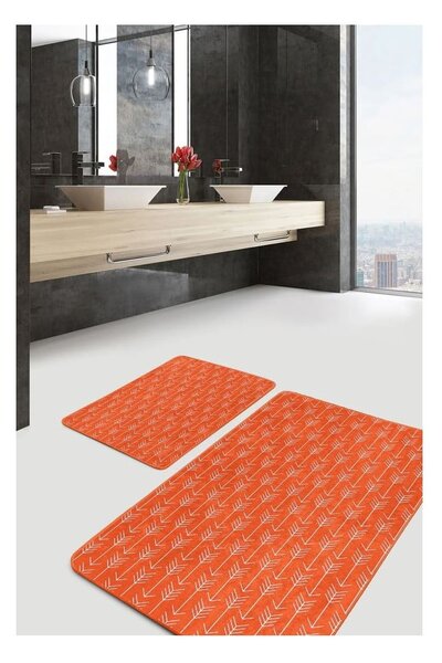Aksamitne dywaniki łazienkowe w kolorze terakoty zestaw 2 szt. 60x100 cm – Mila Home
