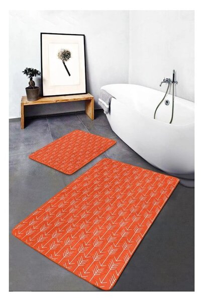 Aksamitne dywaniki łazienkowe w kolorze terakoty zestaw 2 szt. 60x100 cm – Mila Home