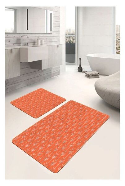 Aksamitne dywaniki łazienkowe w kolorze terakoty zestaw 2 szt. 60x100 cm – Mila Home