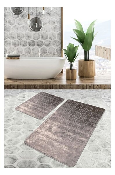 Szare aksamitne dywaniki łazienkowe zestaw 2 szt. 60x100 cm – Mila Home