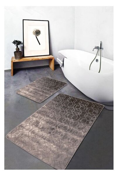 Szare aksamitne dywaniki łazienkowe zestaw 2 szt. 60x100 cm – Mila Home