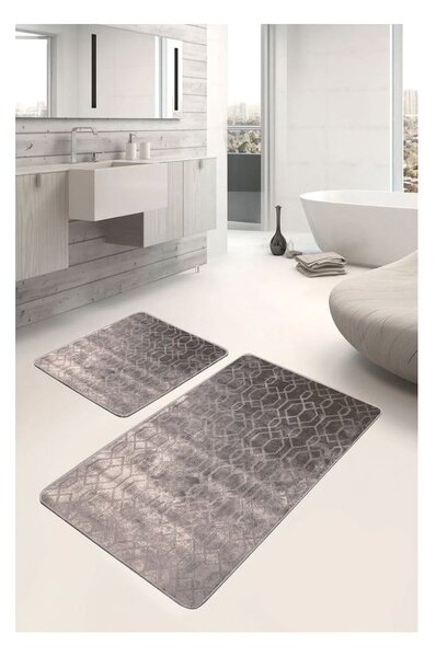 Szare aksamitne dywaniki łazienkowe zestaw 2 szt. 60x100 cm – Mila Home