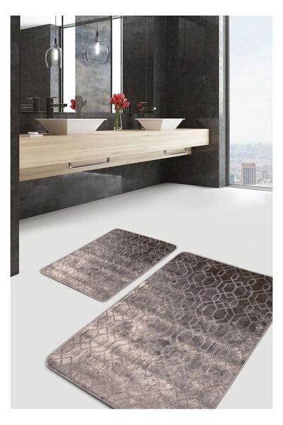 Szare aksamitne dywaniki łazienkowe zestaw 2 szt. 60x100 cm – Mila Home