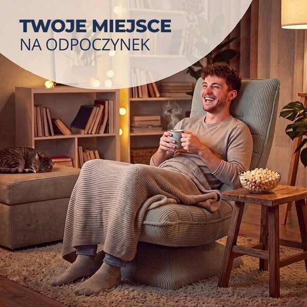 Leżanka ABERDEEN CORD, prążkowane obicie, 87×60×105 cm, szarobrązowa (taupe) Casaria