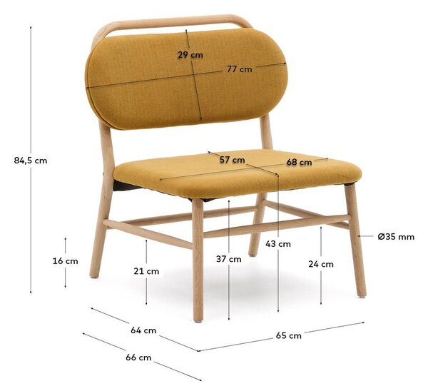 Musztardowy fotel z tkaniny szenilowej Helda – Kave Home