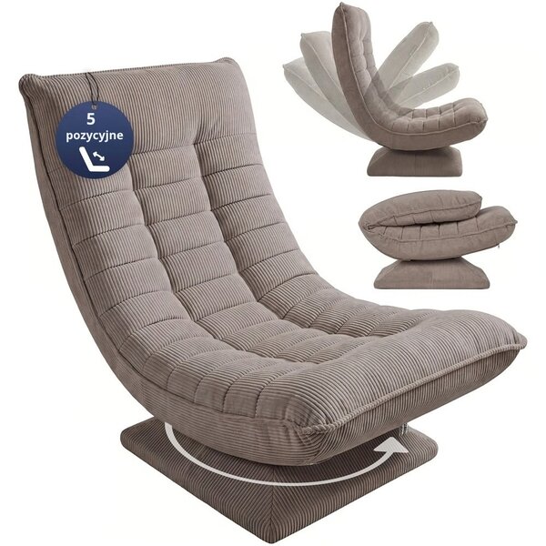 Leżanka ABERDEEN CORD, prążkowane obicie, 87×60×105 cm, szarobrązowa (taupe) Casaria