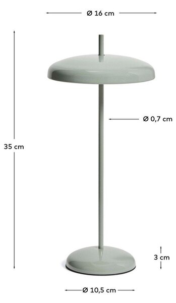 Jasnozielona lampa stołowa LED ze ściemniaczem z metalowym kloszem (wysokość 35 cm) Porte – Kave Home