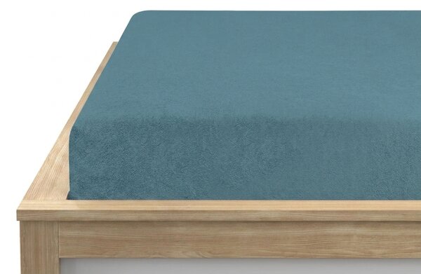 Elastyczne prześcieradło MOLTON z polaru w kolorze naftowym 90 x 200 cm