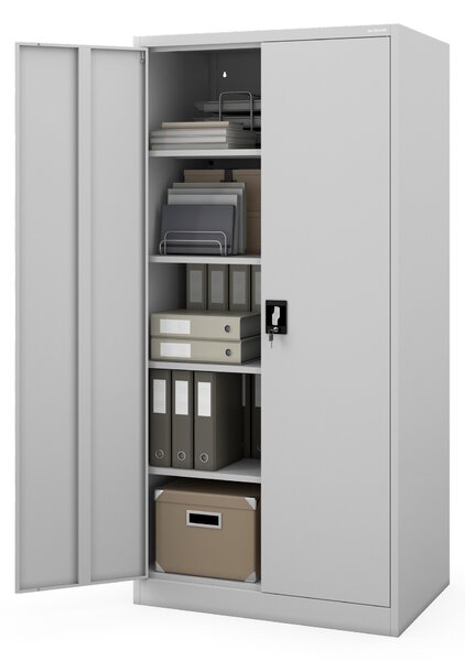 Szafa biurowa metalowa głęboka na dokumenty szara, 900x1850x600 mm: JAN D600