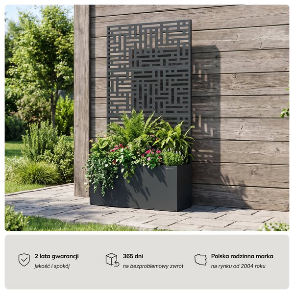 Pergola ogrodowa metalowa z donicą antracytowa 3in1, 900x1800x300 mm: ROSE