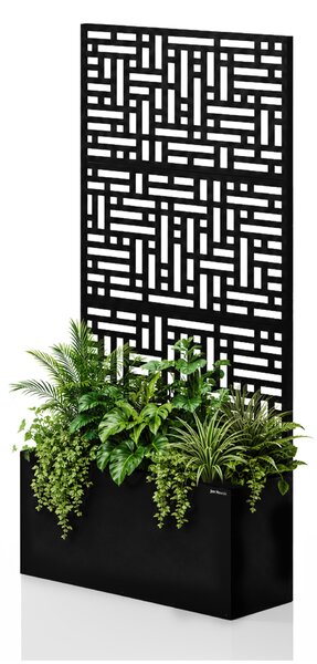 Pergola ogrodowa metalowa z donicą czarna 3in1, 900 × 1800 × 300 mm: ROSE