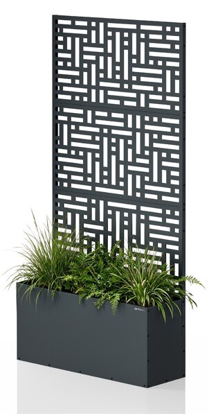 Pergola ogrodowa metalowa z donicą antracytowa 3in1, 900x1800x300 mm: ROSE