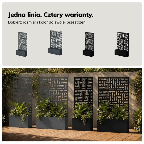 Pergola ogrodowa metalowa z donicą antracytowa 3in1, 1200x1800x300 mm: ROSE