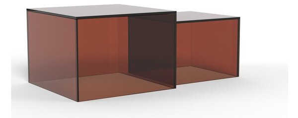 Brązowe szklane stoliki zestaw 2 szt. 50x50 cm Dice – Actona