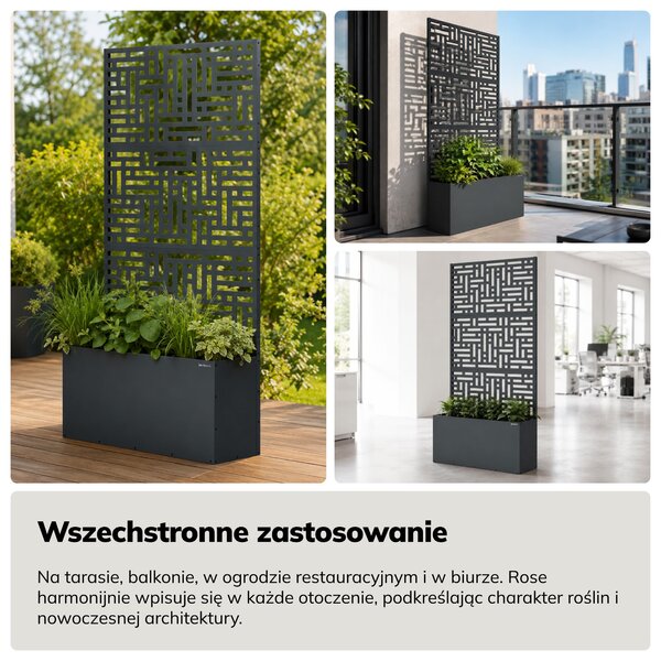 Pergola ogrodowa metalowa z donicą antracytowa 3in1, 900x1800x300 mm: ROSE