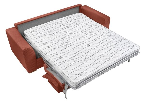 Ceglasta sztruksowa rozkładana sofa 225 cm Augustin – Bobochic Paris