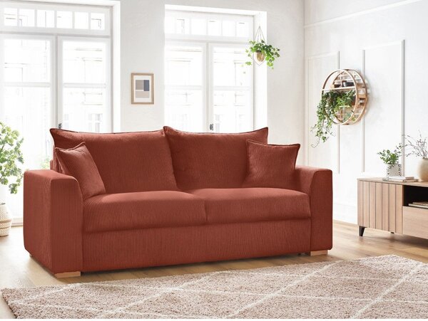 Ceglasta sztruksowa rozkładana sofa 225 cm Augustin – Bobochic Paris