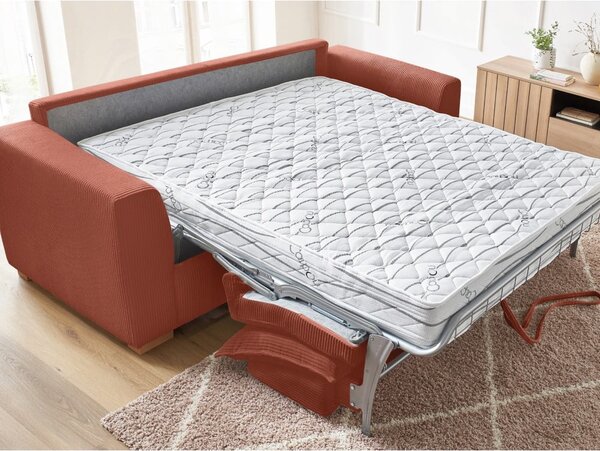 Ceglasta sztruksowa rozkładana sofa 225 cm Augustin – Bobochic Paris