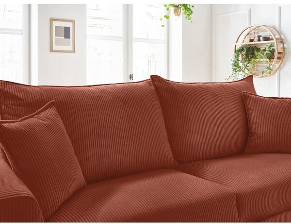 Ceglasta sztruksowa rozkładana sofa 225 cm Augustin – Bobochic Paris