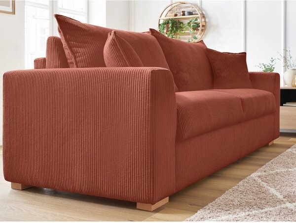 Ceglasta sztruksowa rozkładana sofa 225 cm Augustin – Bobochic Paris