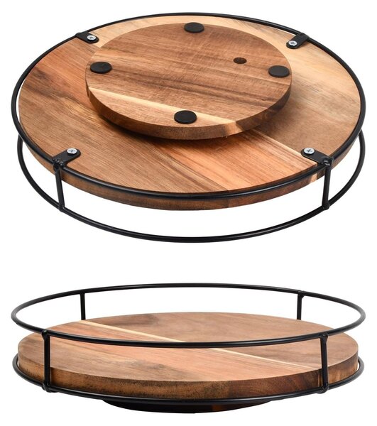 Organizator do szafki z obrotową półką – drewniana, obrotowa półka na zioła, 25 cm