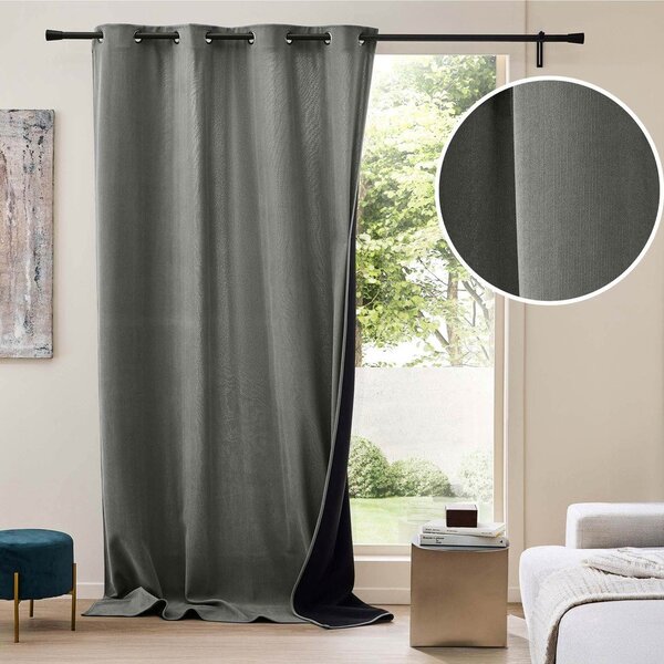 Antracytowa zasłona termiczna sztruksowa 140x260 cm Madison – douceur d'intérieur