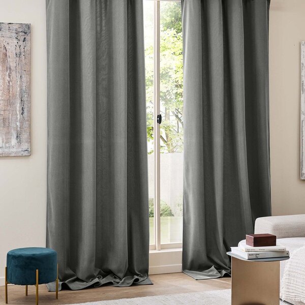 Antracytowa zasłona termiczna sztruksowa 140x260 cm Madison – douceur d'intérieur