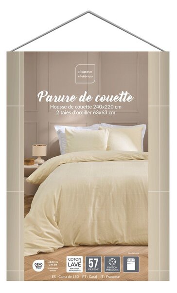 Pościel dwuosobowa w kolorze kości słoniowej 240x220 cm Linella – douceur d'intérieur