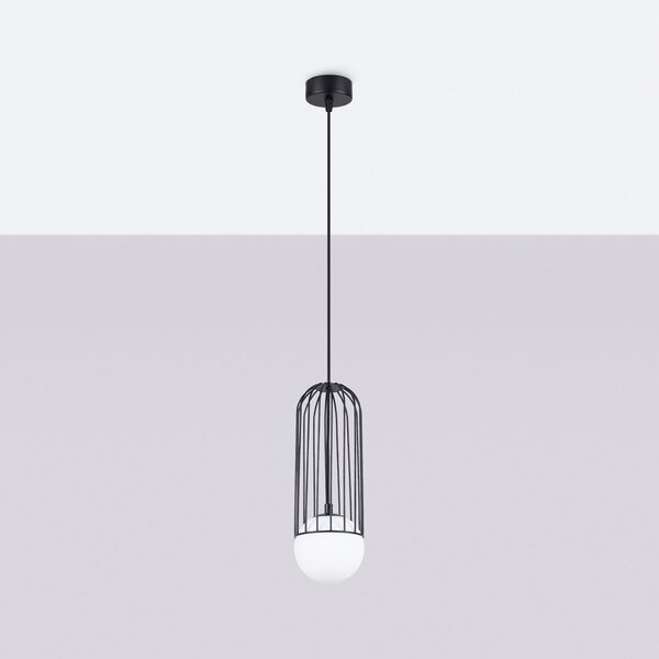 Biało-czarna lampa wisząca ze szklanym kloszem Belinda – Sollux