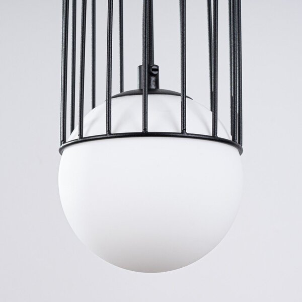 Biało-czarna lampa wisząca ze szklanym kloszem Belinda – Sollux
