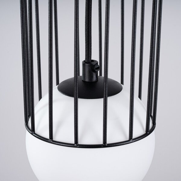 Biało-czarna lampa wisząca ze szklanym kloszem Belinda – Sollux