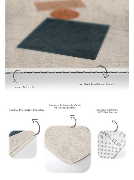 Beżowe aksamitne dywaniki łazienkowe zestaw 2 szt. 60x100 cm Geometry Shapes – Mila Home