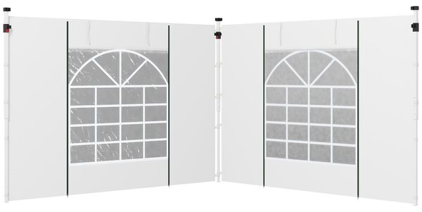 Outsunny, dwa boczne panele do pawilonu o wymiarach 3x3/3x6 metrów, z oknem i drzwiami, kolor biały