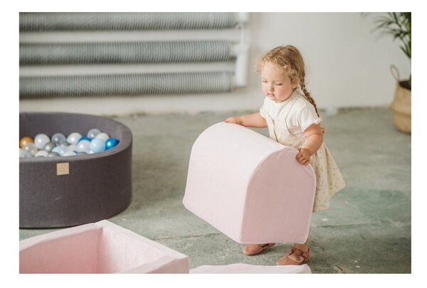 Jasnoszary aksamitny piankowy plac zabaw 3 szt. wysokość 30 cm 45x143 cm Montessori – Meowbaby