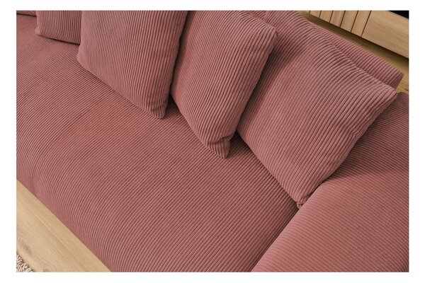 Jasnoróżowa sztruksowa sofa 280 cm Voltaire – Bobochic Paris
