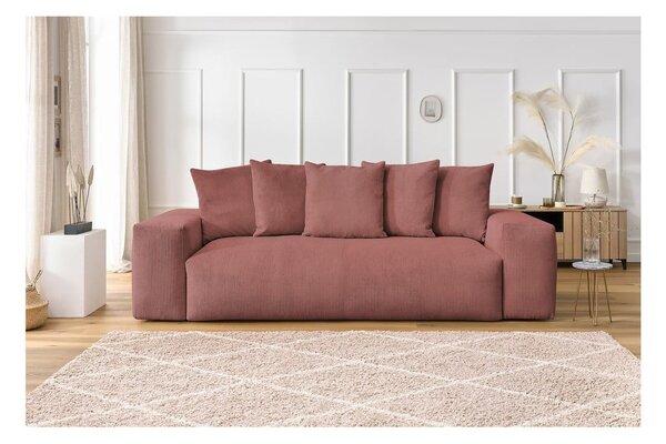 Jasnoróżowa sztruksowa sofa 280 cm Voltaire – Bobochic Paris