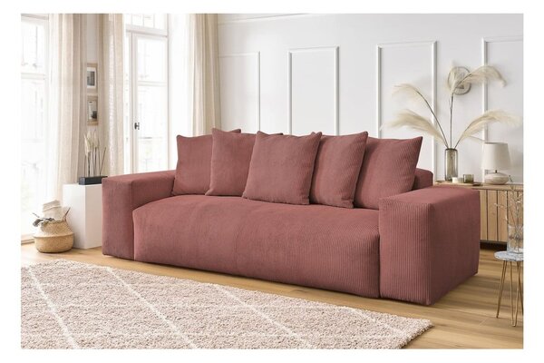 Jasnoróżowa sztruksowa sofa 280 cm Voltaire – Bobochic Paris
